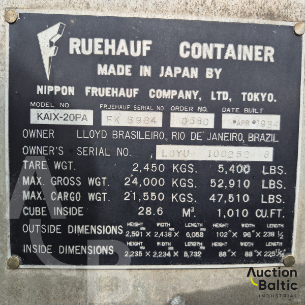 Sea container with tank inside